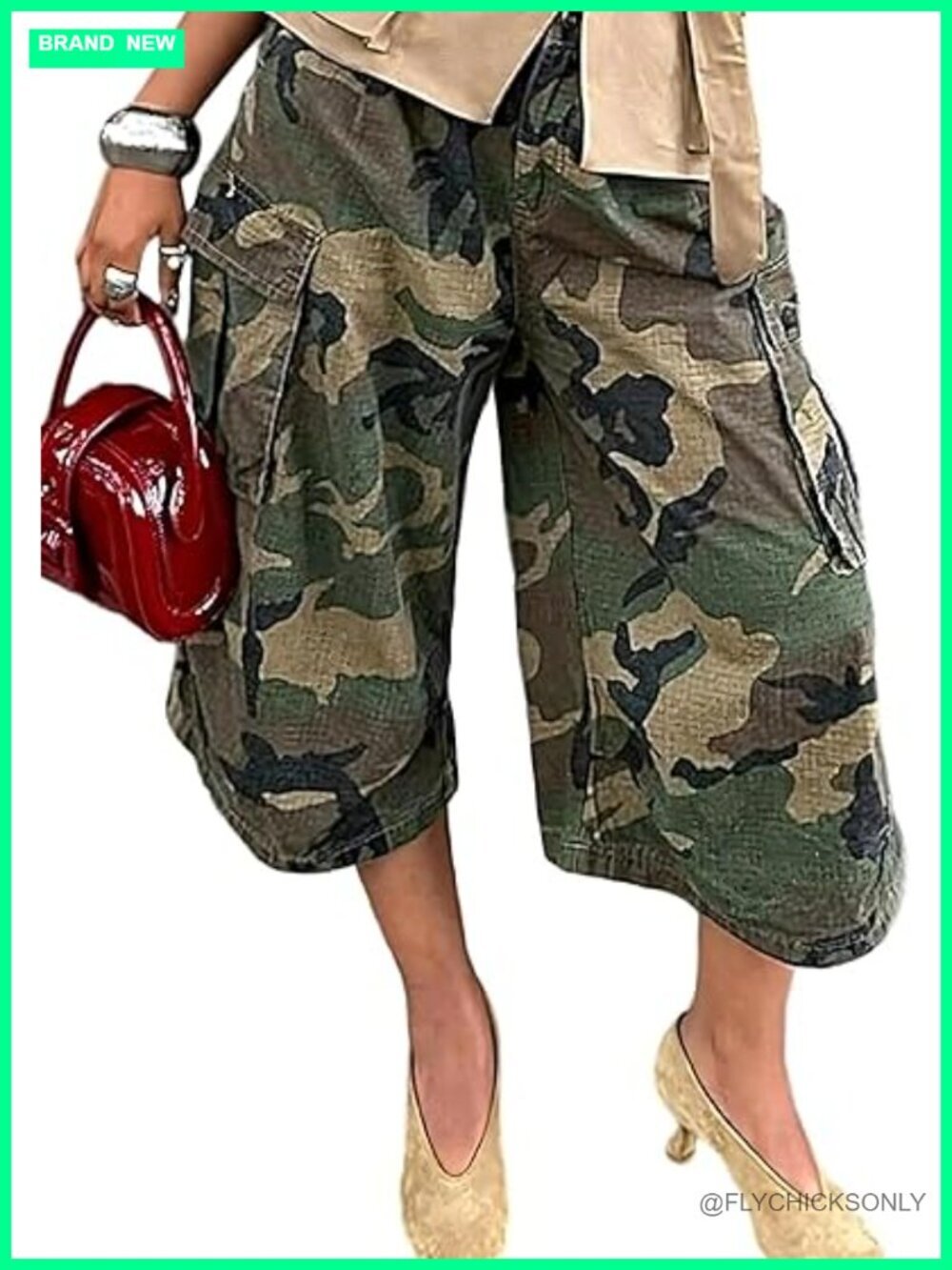 Baggy Cargo Jeans Camo Wide Leg Denim Pants Army Fatigue Trousers Y2K Streetwear